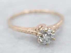 Antique Pattern Old Mine Cut Diamond Engagement Ring