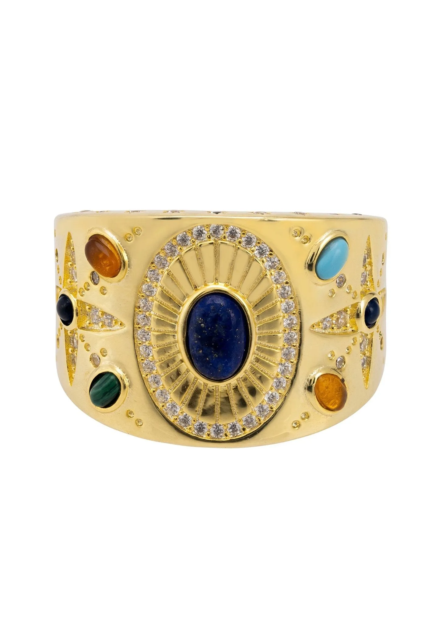 Anubis Gemstone Cocktail Ring Gold