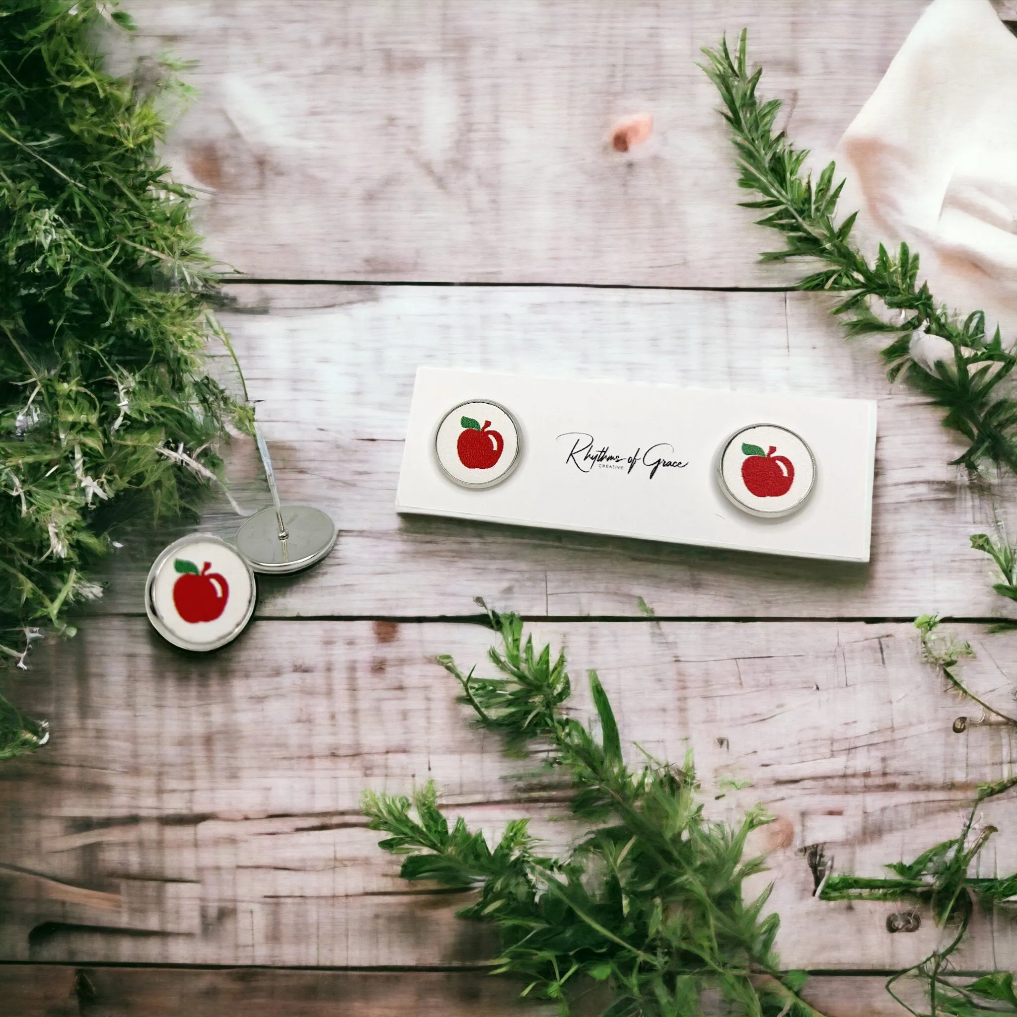 Apple Stud Earrings - Apple Earrings, Back to School, Elementary Teacher, Apple Earrings, Kindergarten Teacher