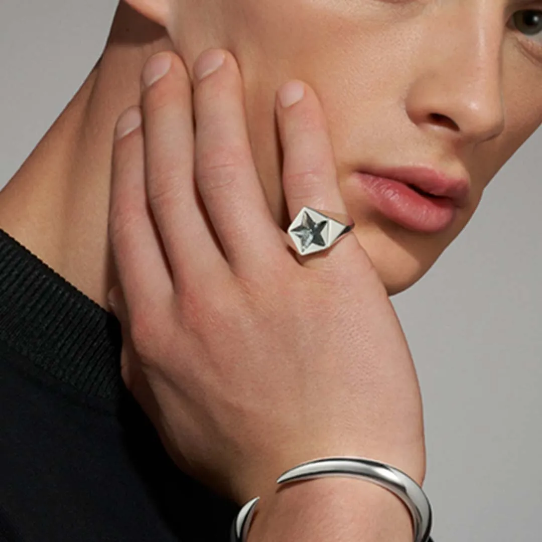 Arc Star Signet Ring - Silver