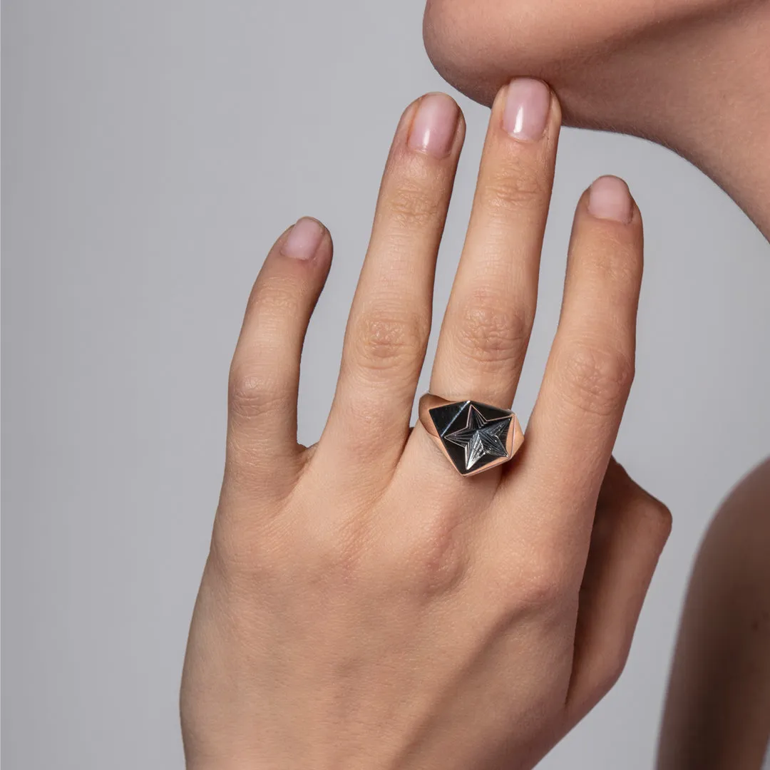 Arc Star Signet Ring - Silver