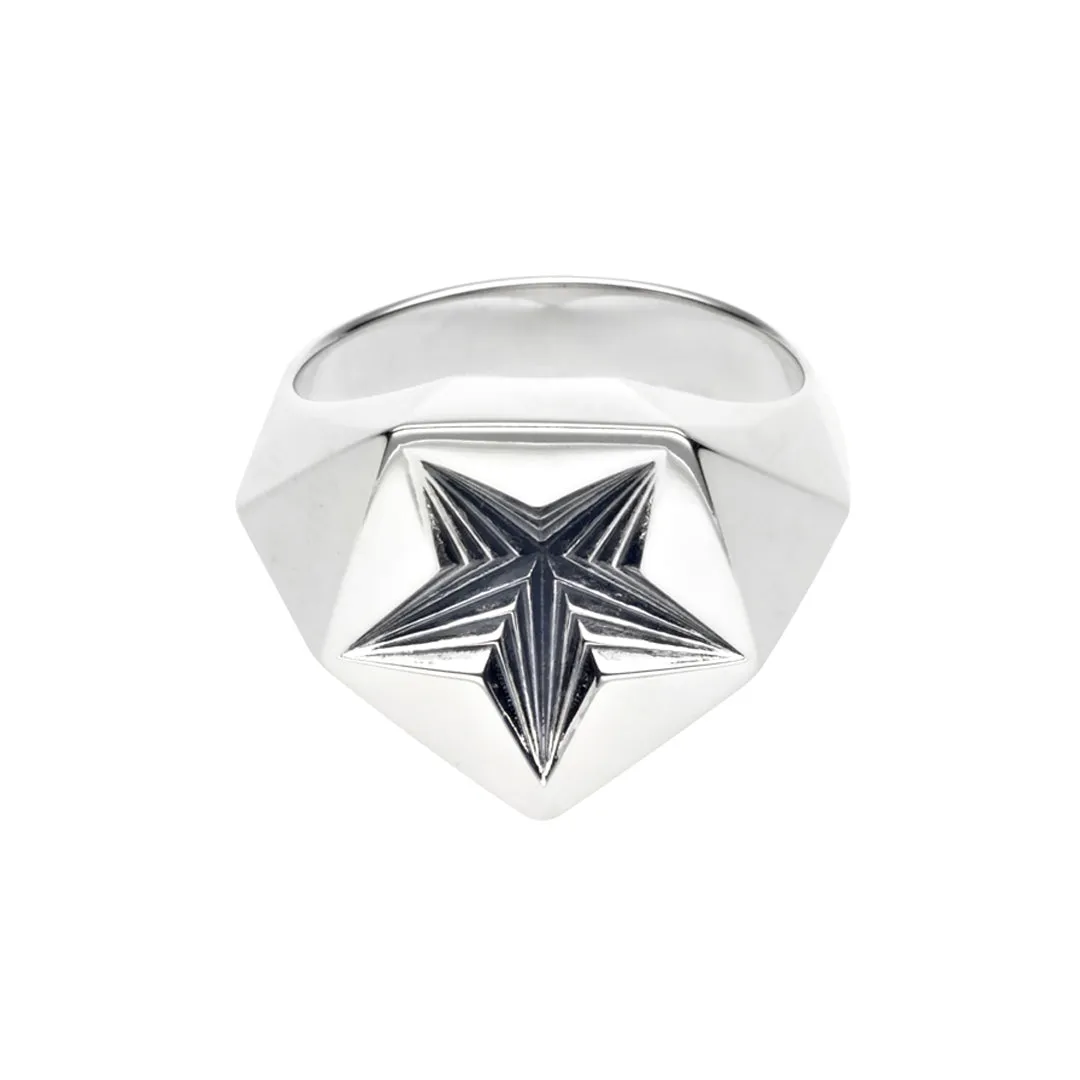 Arc Star Signet Ring - Silver
