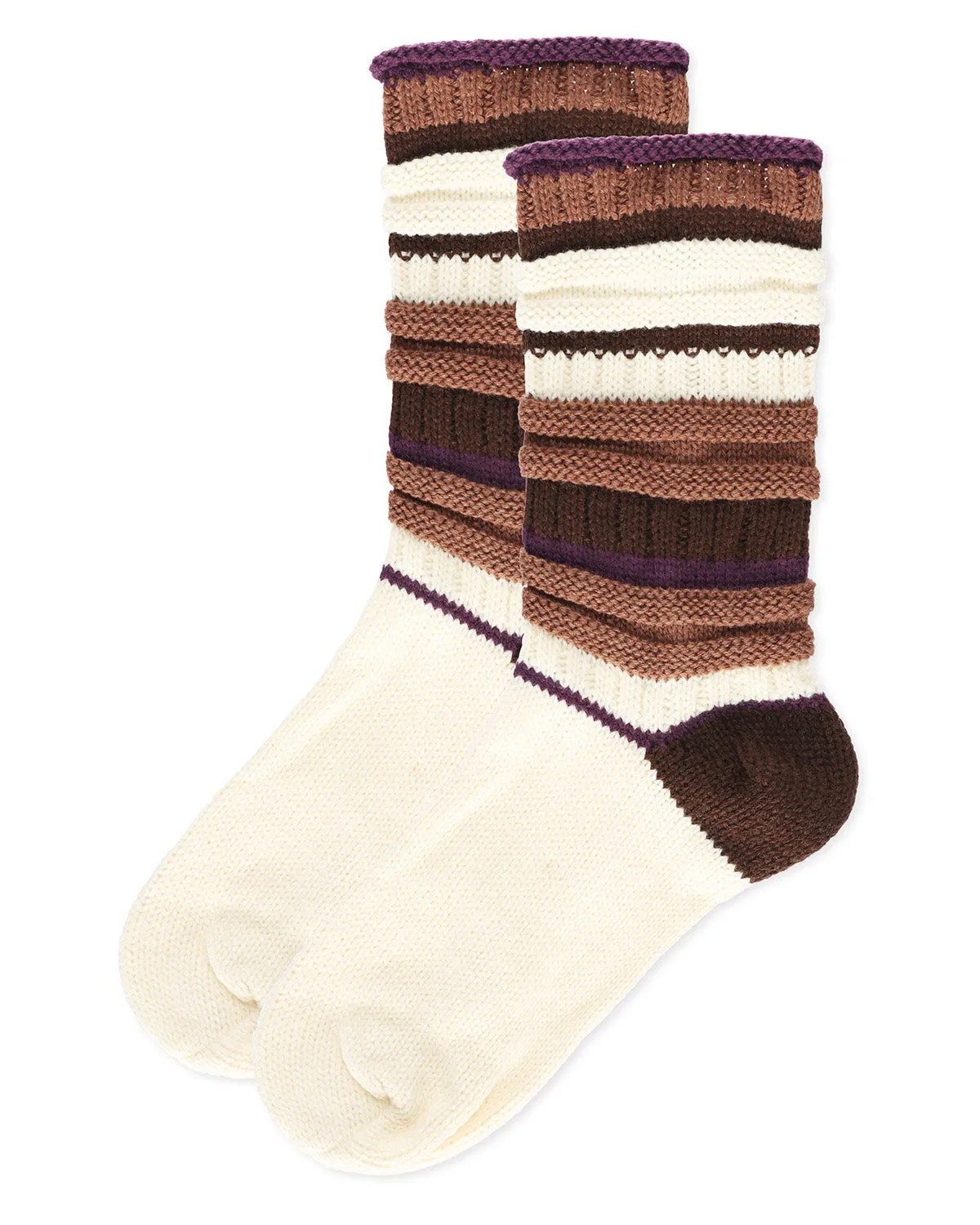 Band Tint Chunky Knit Striped Boot Socks