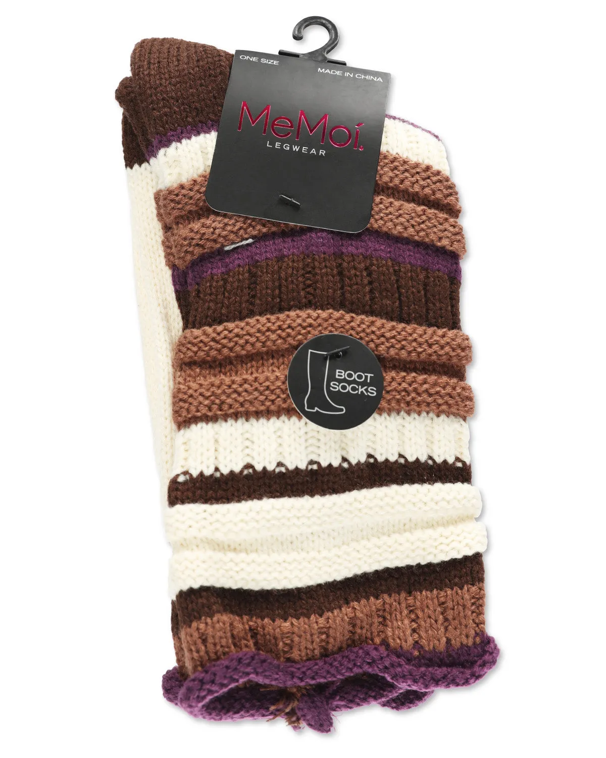 Band Tint Chunky Knit Striped Boot Socks