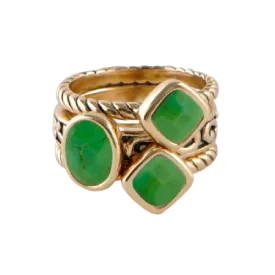 Barse Multi-Shape Lime Turquoise Trio Ring