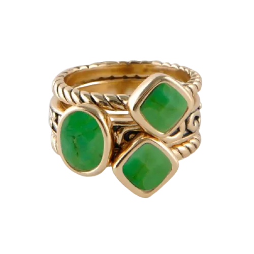 Barse Multi-Shape Lime Turquoise Trio Ring