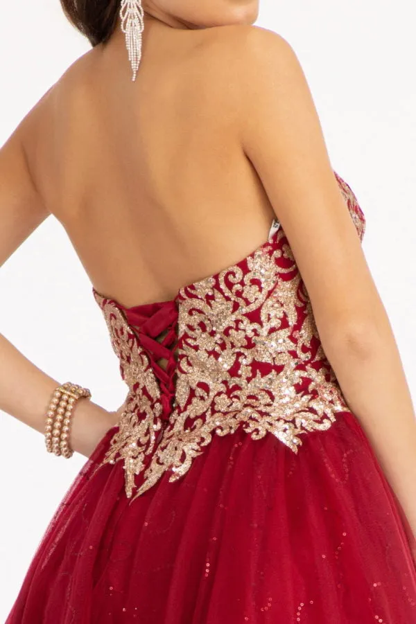 Beaded Bodice Short Strapless Dress by Elizabeth K GS1980