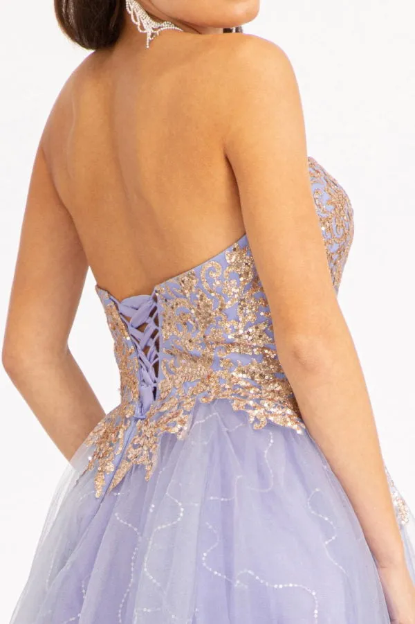 Beaded Bodice Short Strapless Dress by Elizabeth K GS1980