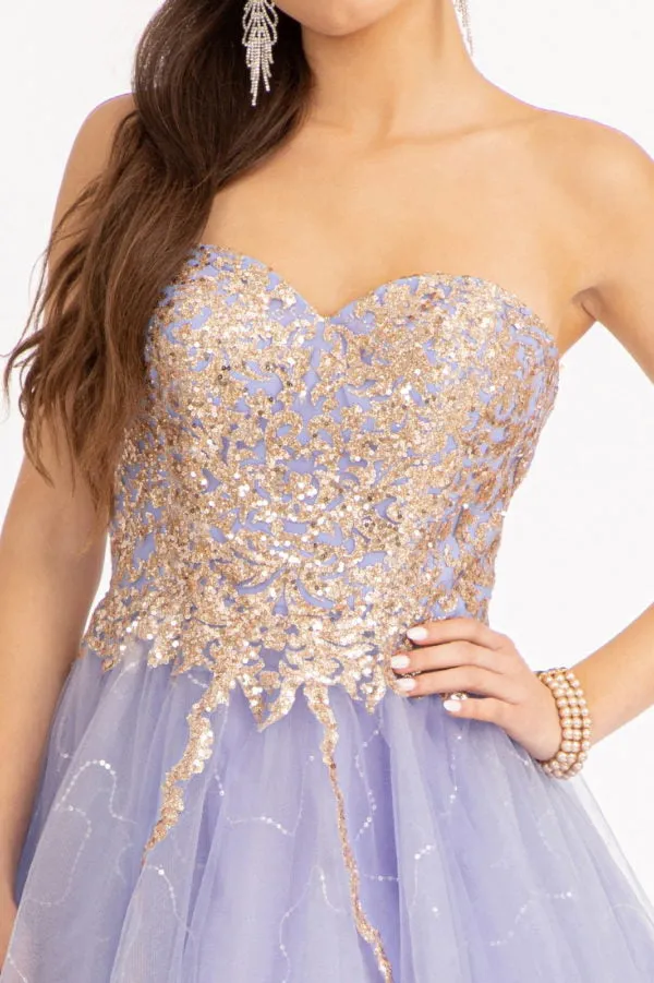 Beaded Bodice Short Strapless Dress by Elizabeth K GS1980