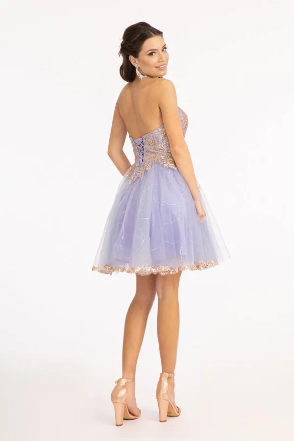 Beaded Bodice Short Strapless Dress by Elizabeth K GS1980