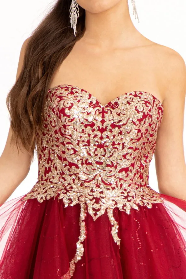 Beaded Bodice Short Strapless Dress by Elizabeth K GS1980