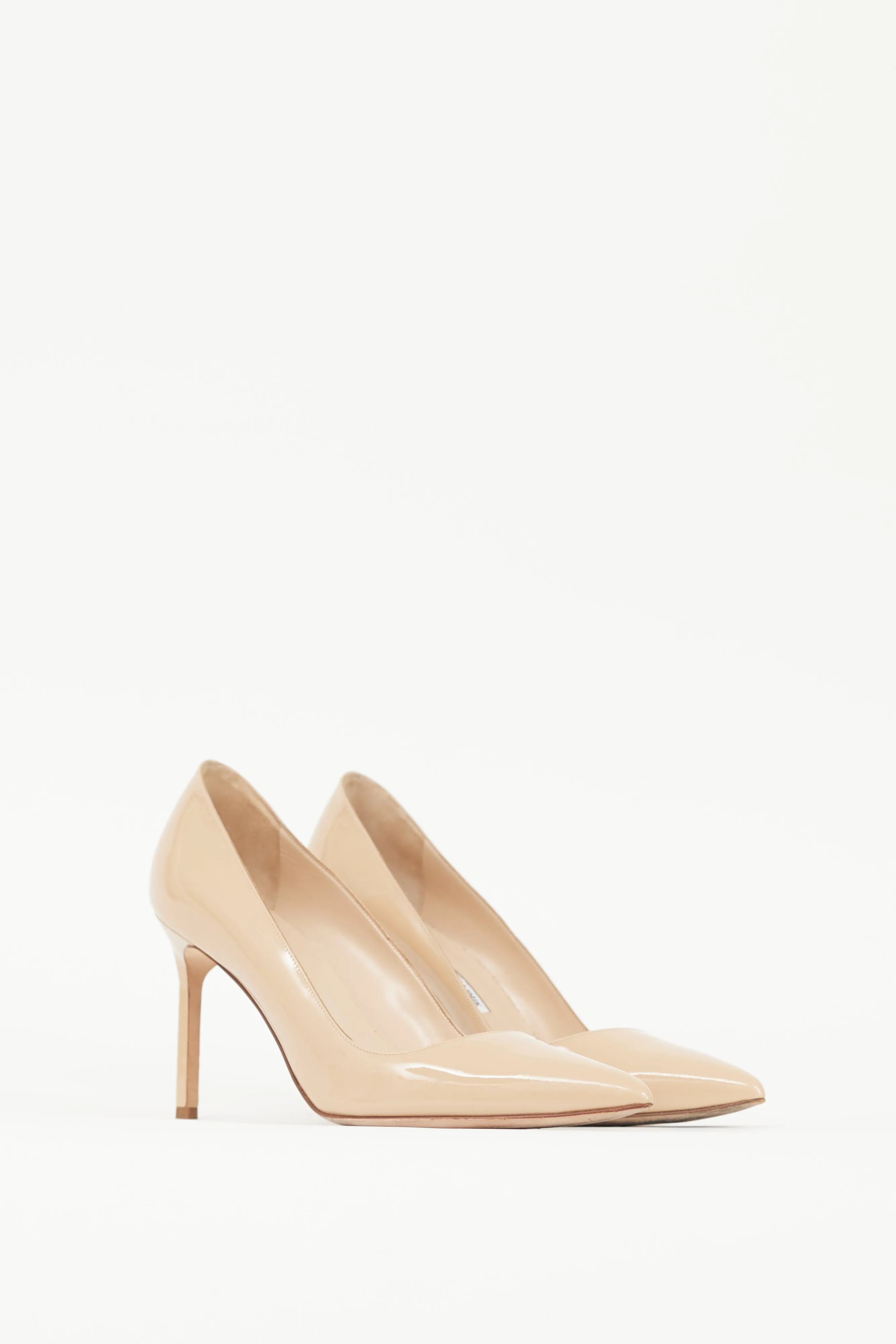 Beige Patent Leather BB Heel