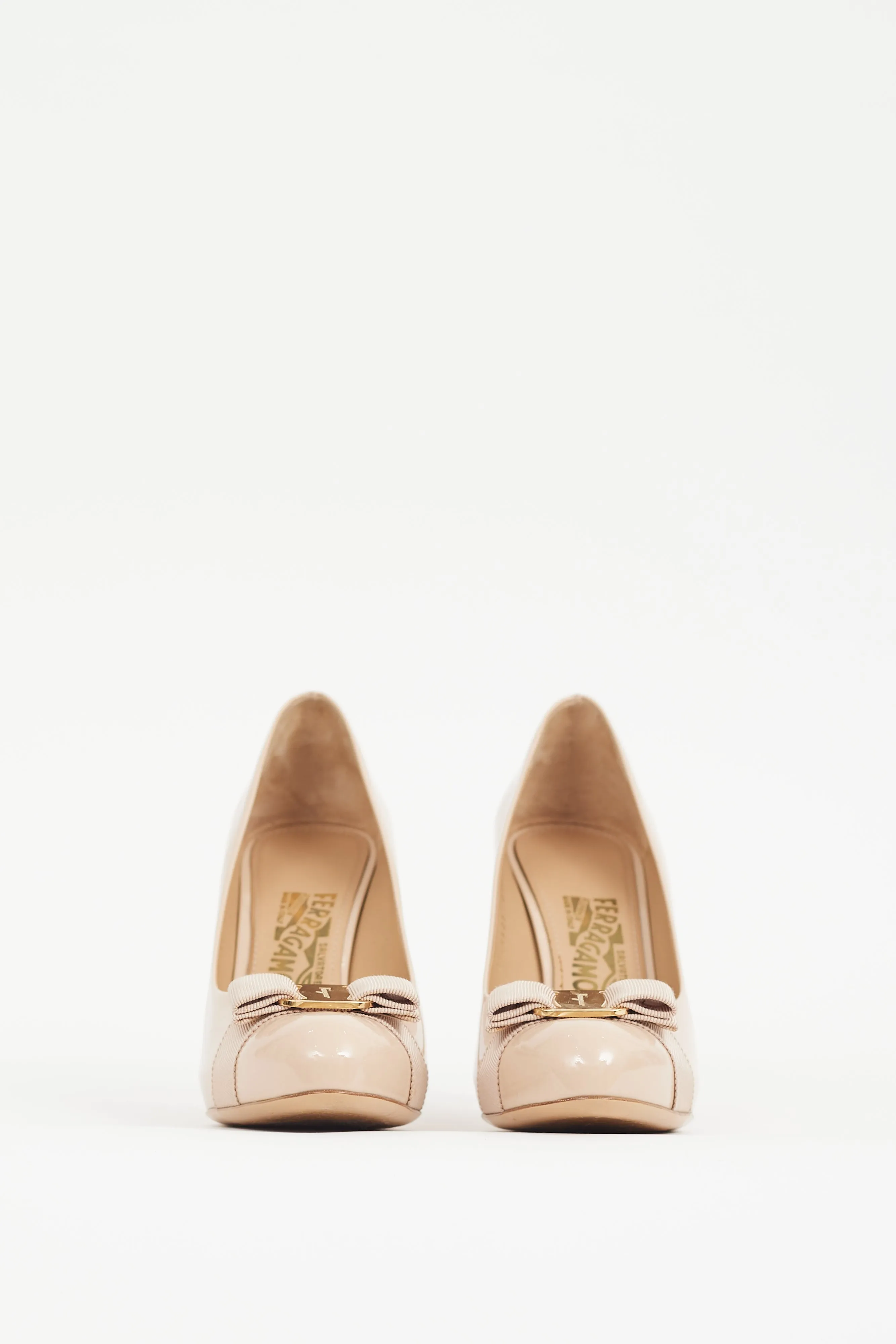 Beige Patent Leather Heel