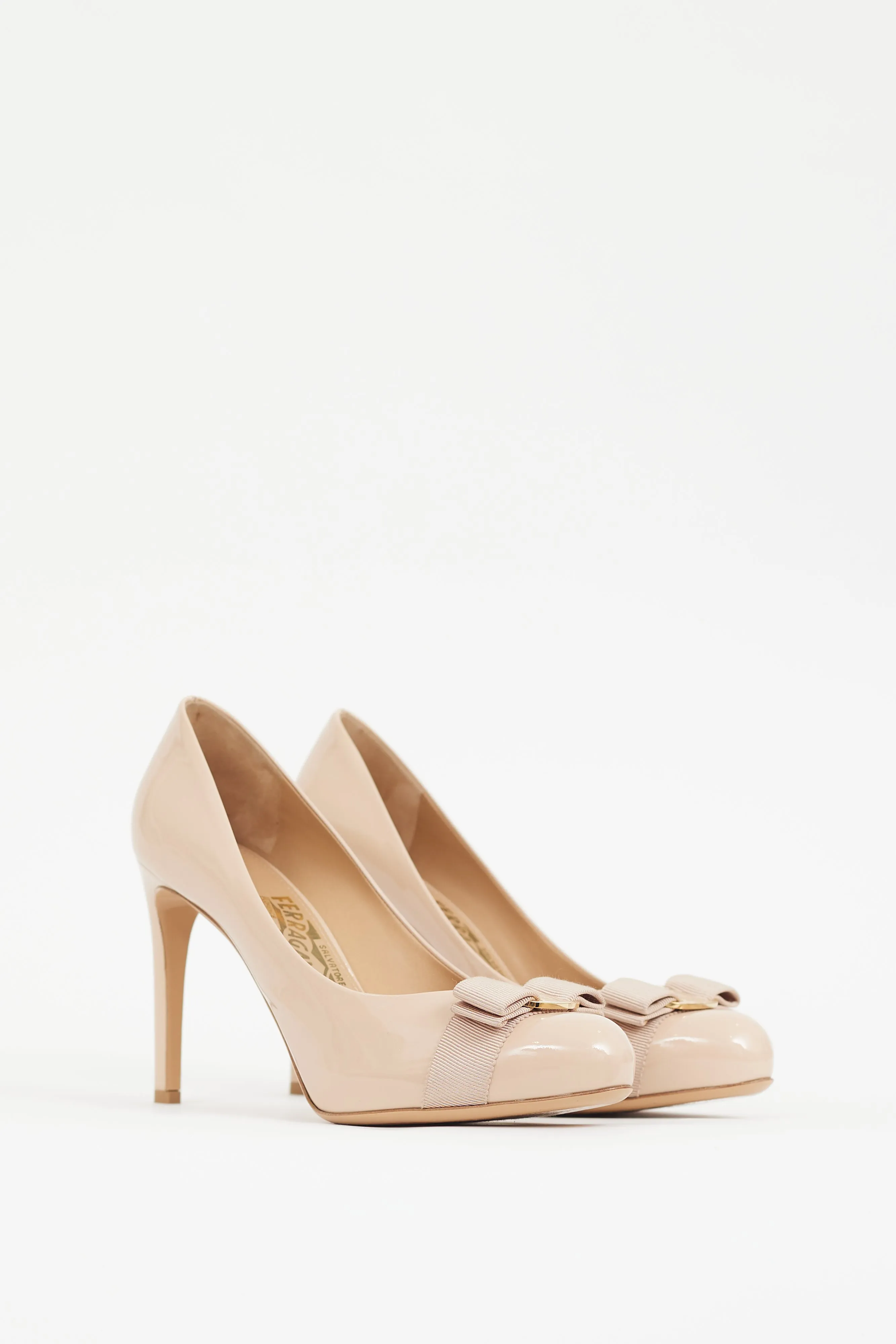 Beige Patent Leather Heel