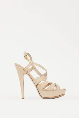 Beige Patent Leather Platform Heel