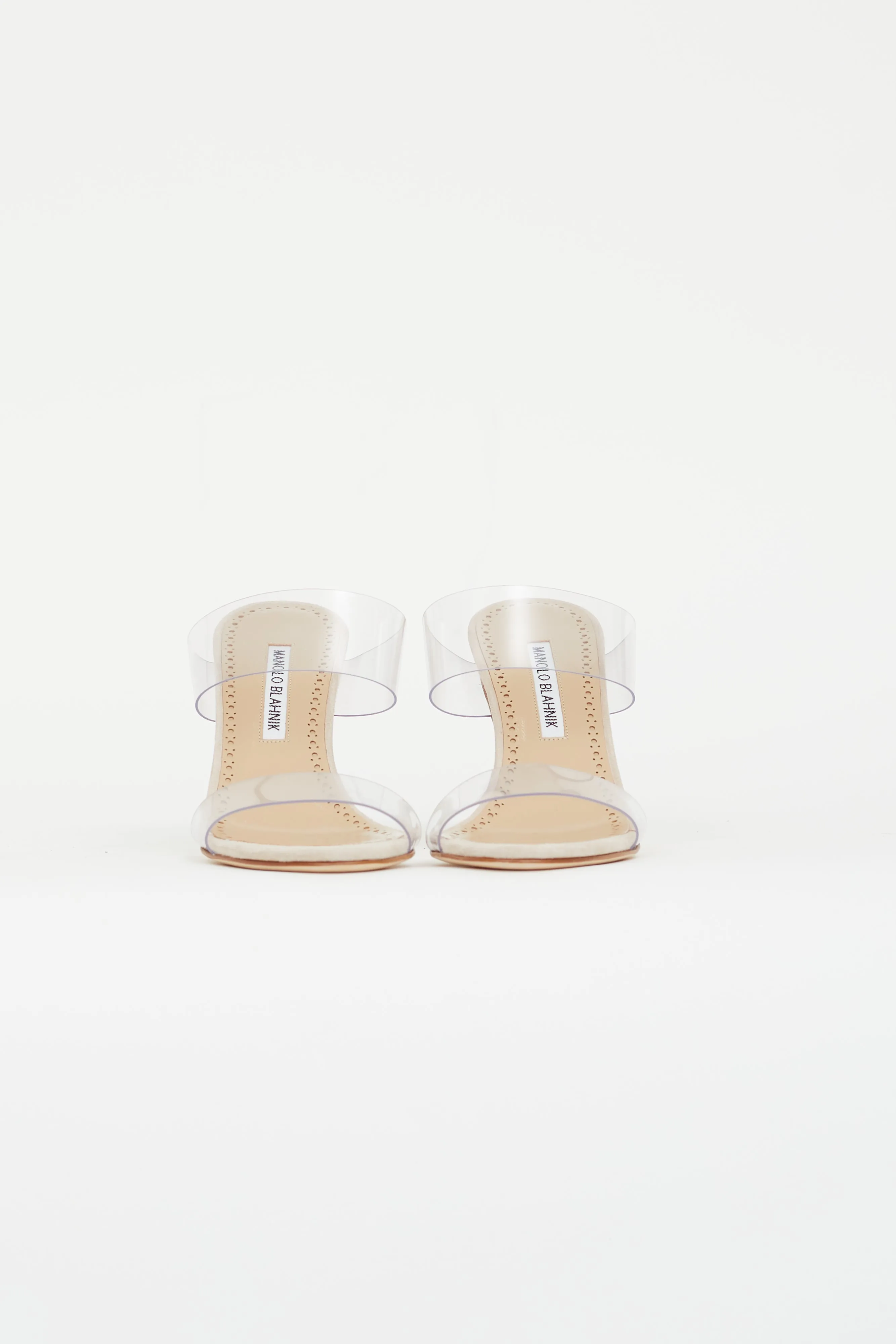 Beige Suede Scolto PVC Strap Heel