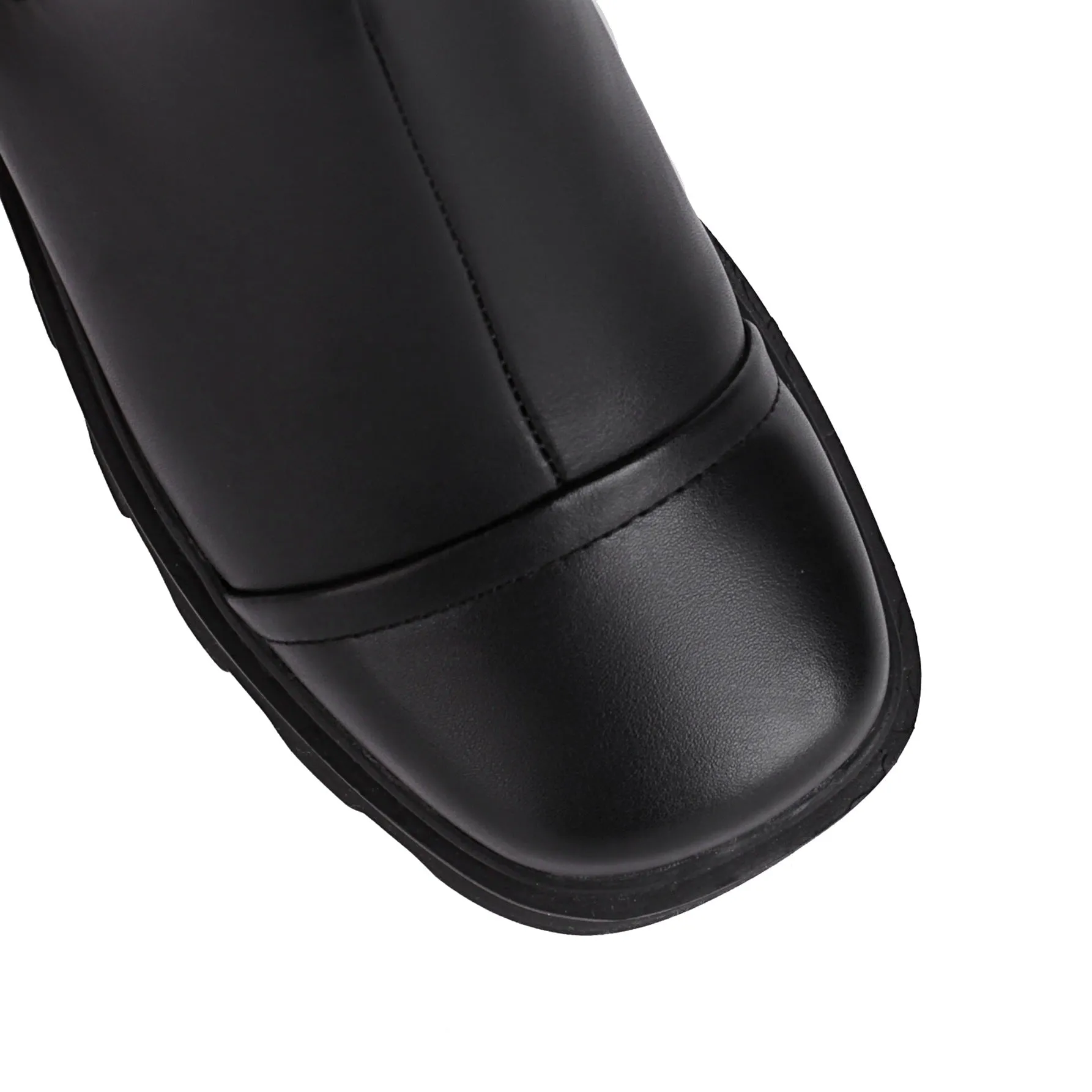 Bigsizeheels Diablo retro one word buckle fashion boots - Black