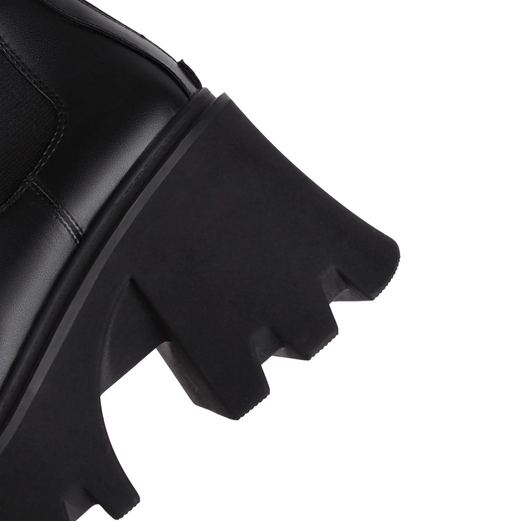 Bigsizeheels Diablo retro one word buckle fashion boots - Black