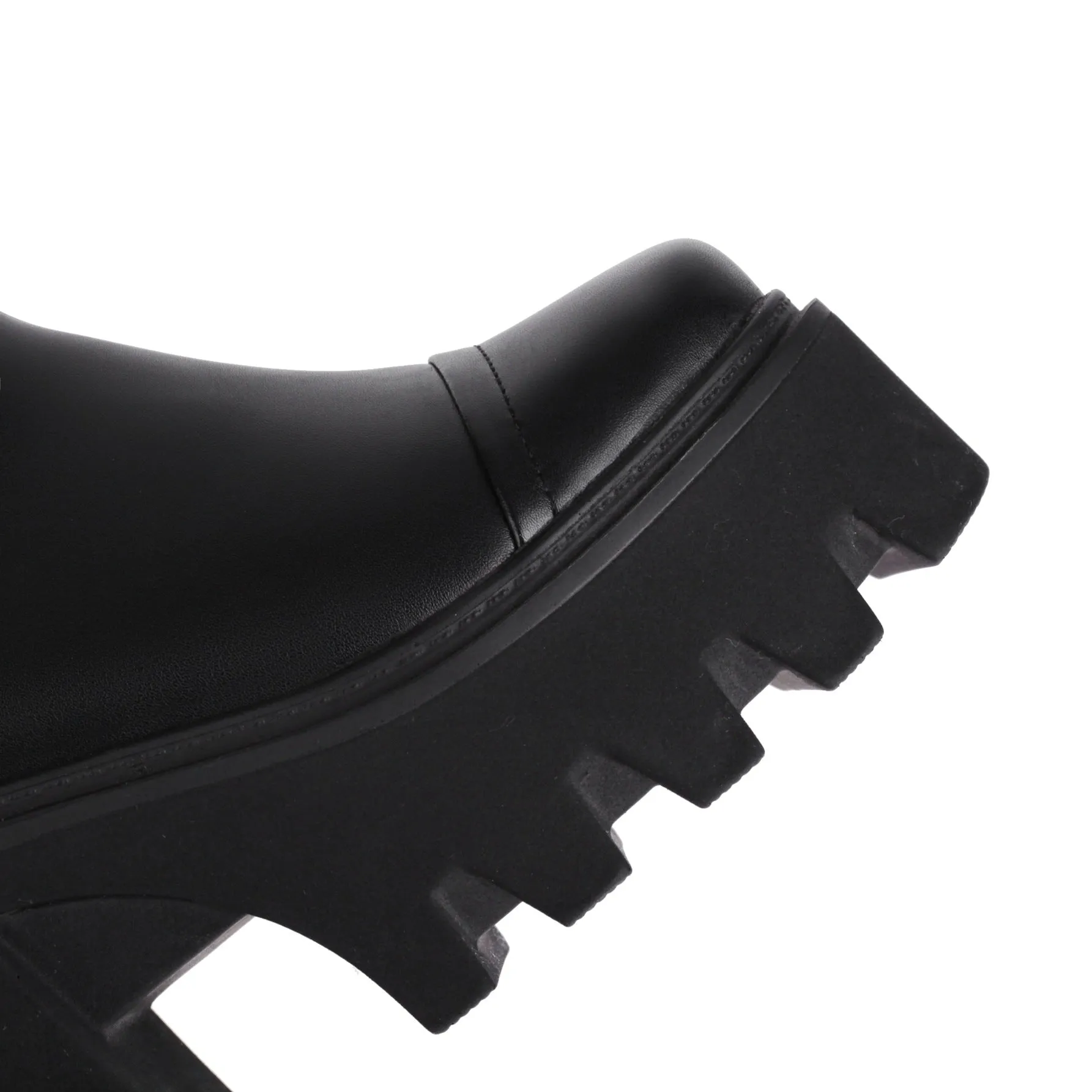 Bigsizeheels Diablo retro one word buckle fashion boots - Black