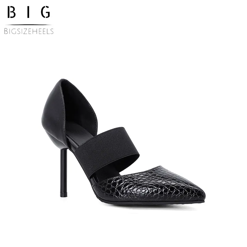 Bigsizeheels Pointed slip-on stilettos - Black