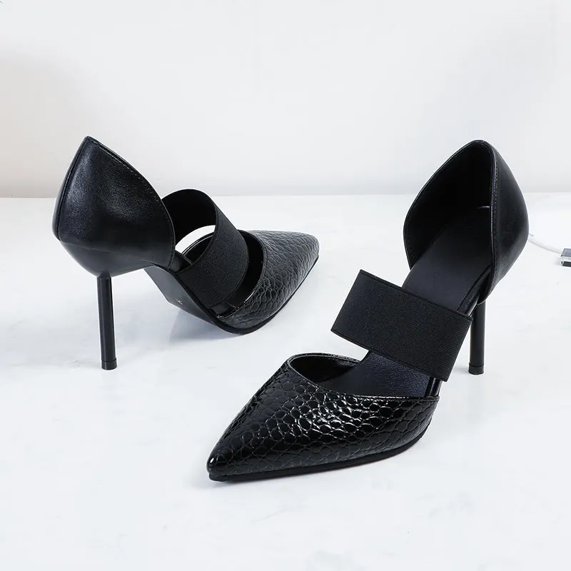 Bigsizeheels Pointed slip-on stilettos - Black