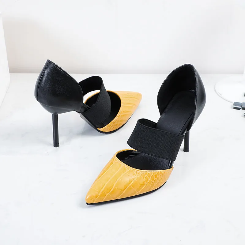 Bigsizeheels Pointed slip-on stilettos - Yellow
