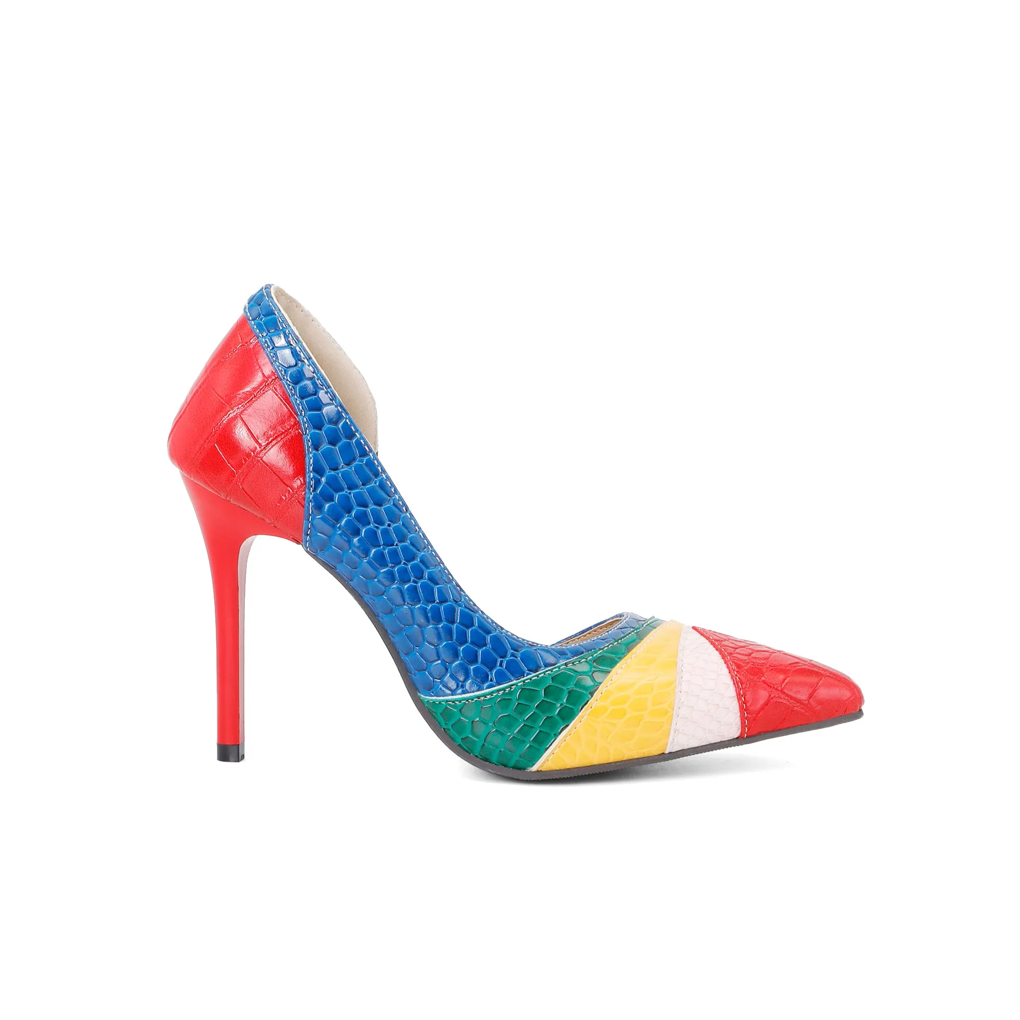 Bigsizeheels Sexy rainbow sandals with pointed toes - Blue
