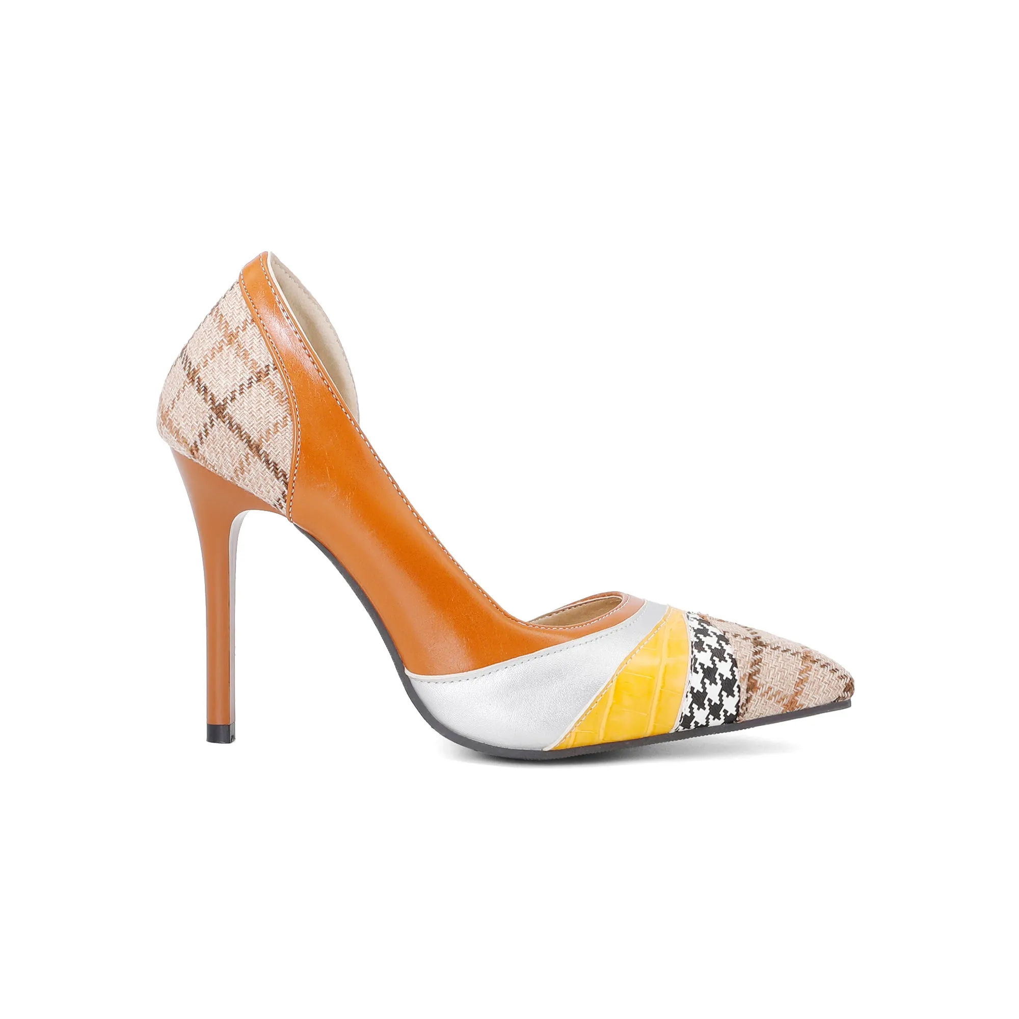 Bigsizeheels Sexy rainbow sandals with pointed toes - Brown