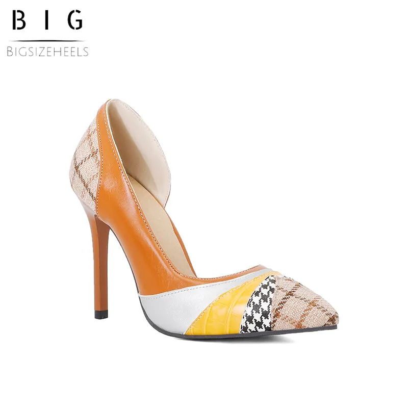 Bigsizeheels Sexy rainbow sandals with pointed toes - Brown