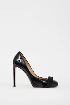 Black & Gold Patent Leather Vara Bow Heel