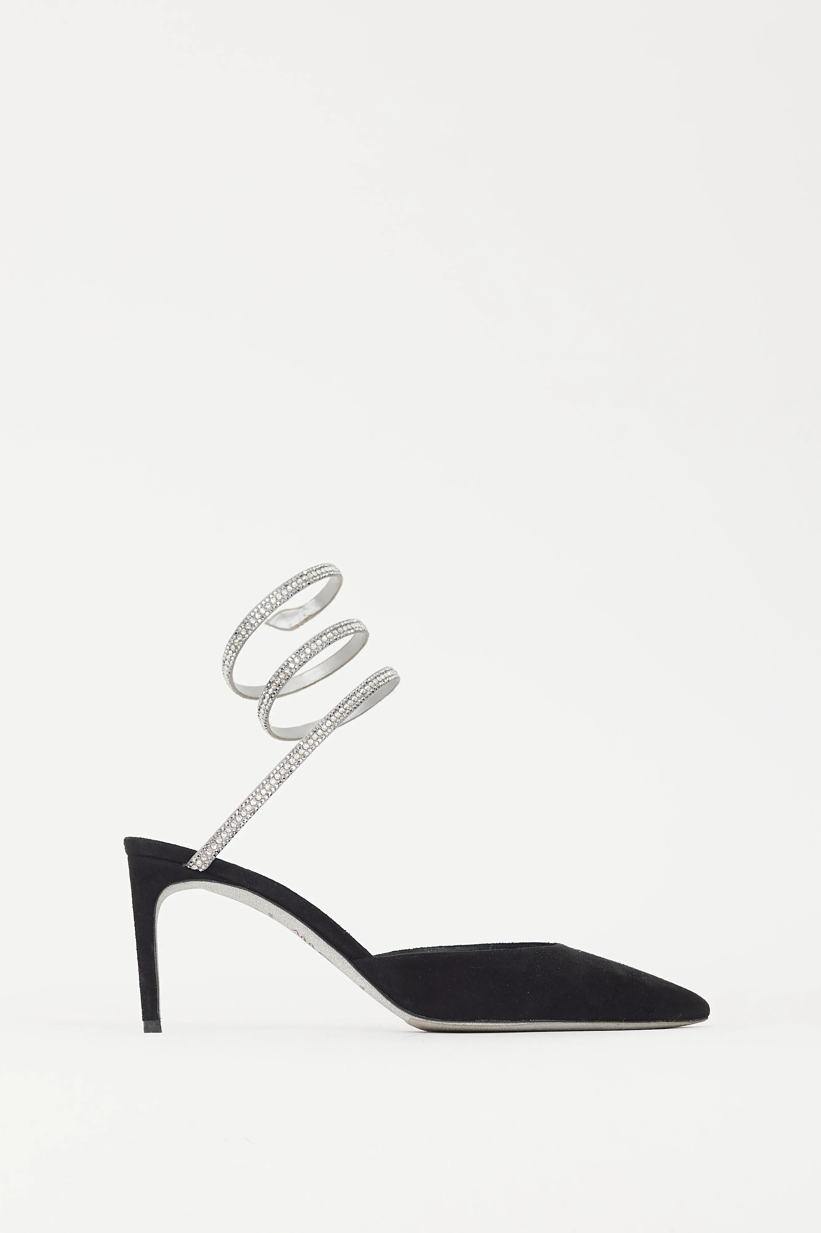 Black & Silver Suede & Crystal Cleo Heel