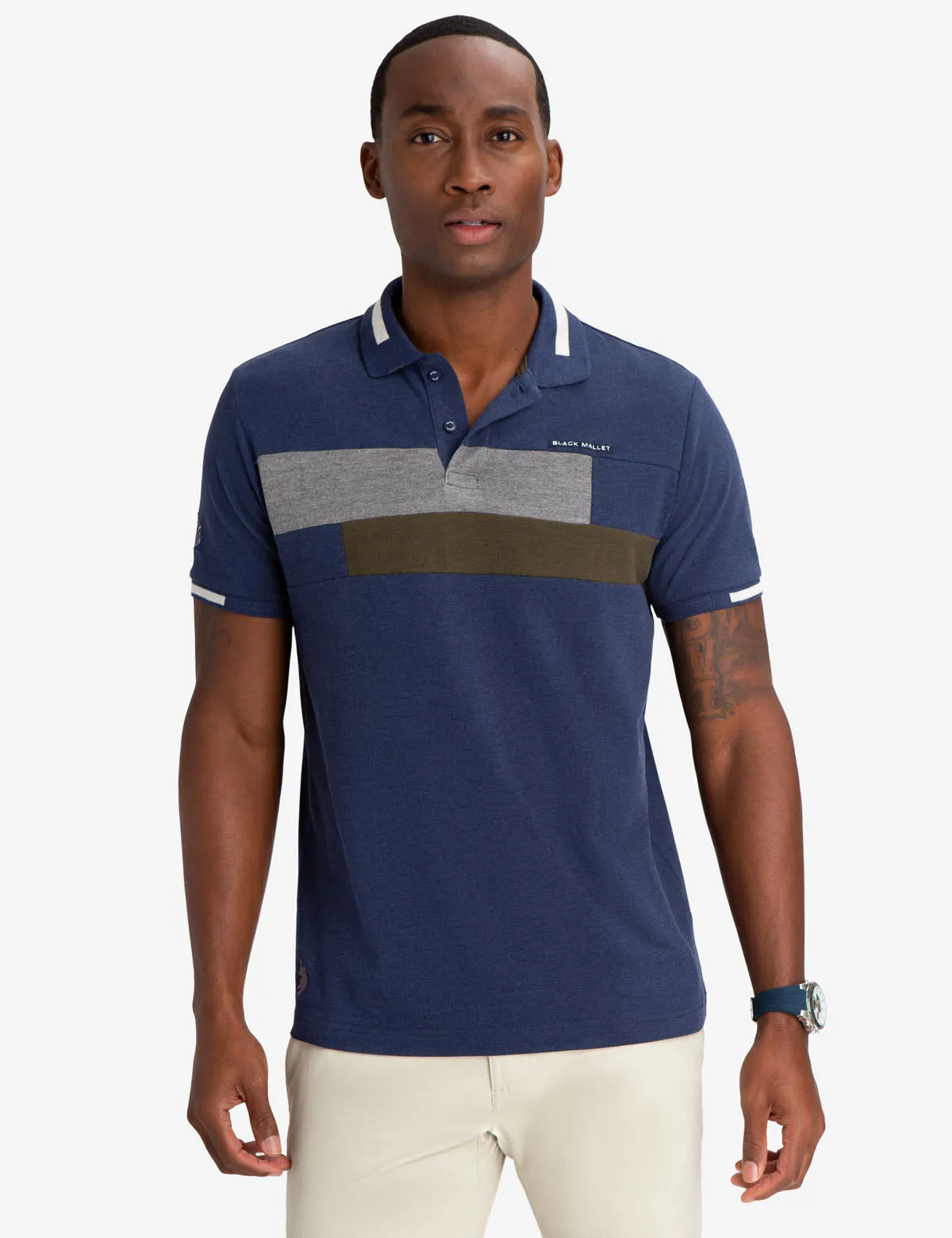 BLACK MALLET CLASSIC FIT POLO SHIRT.