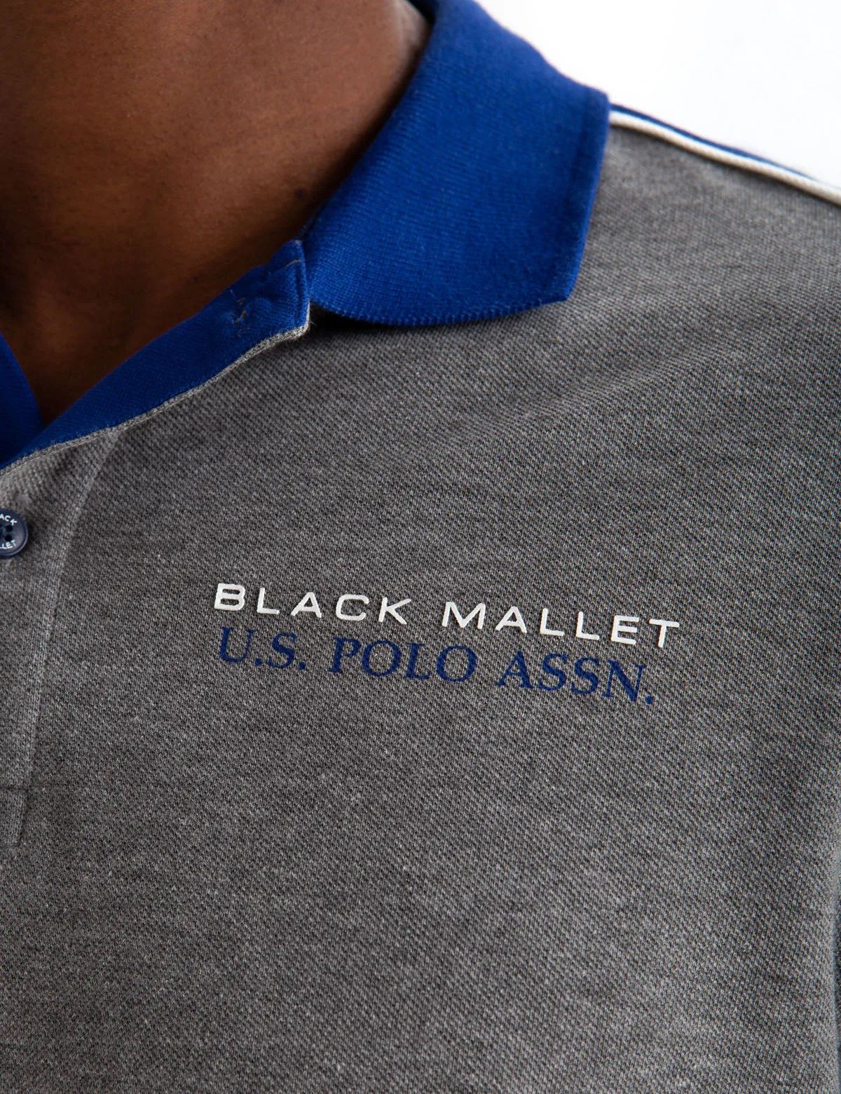 BLACK MALLET SHOULDER PIECING POLO SHIRT