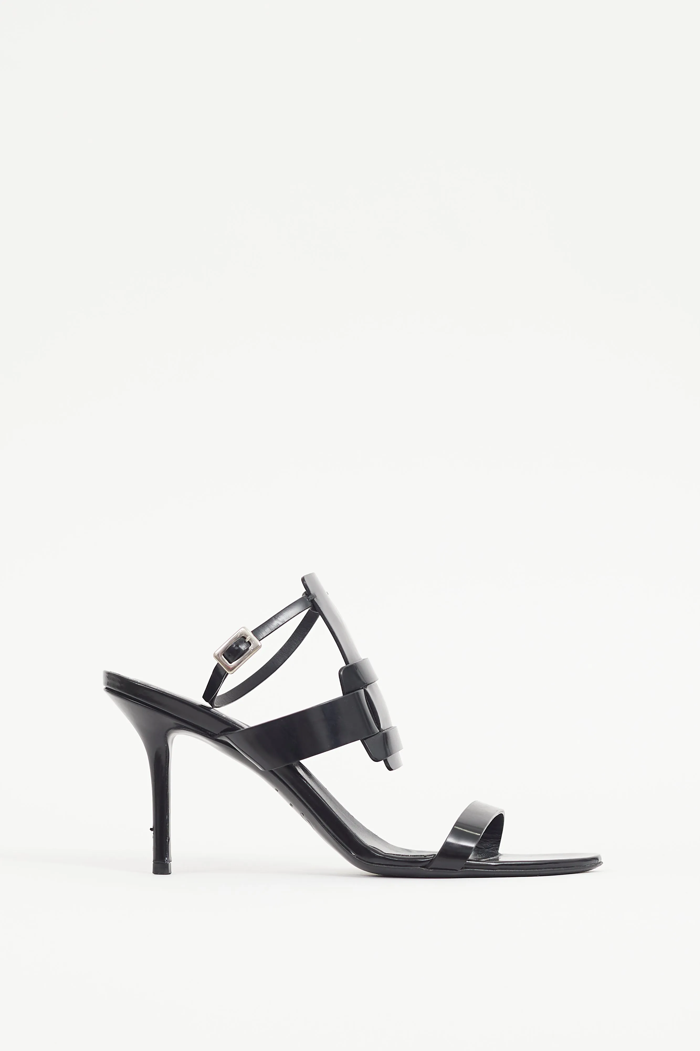 Black Patent Leather Buckle Sandal