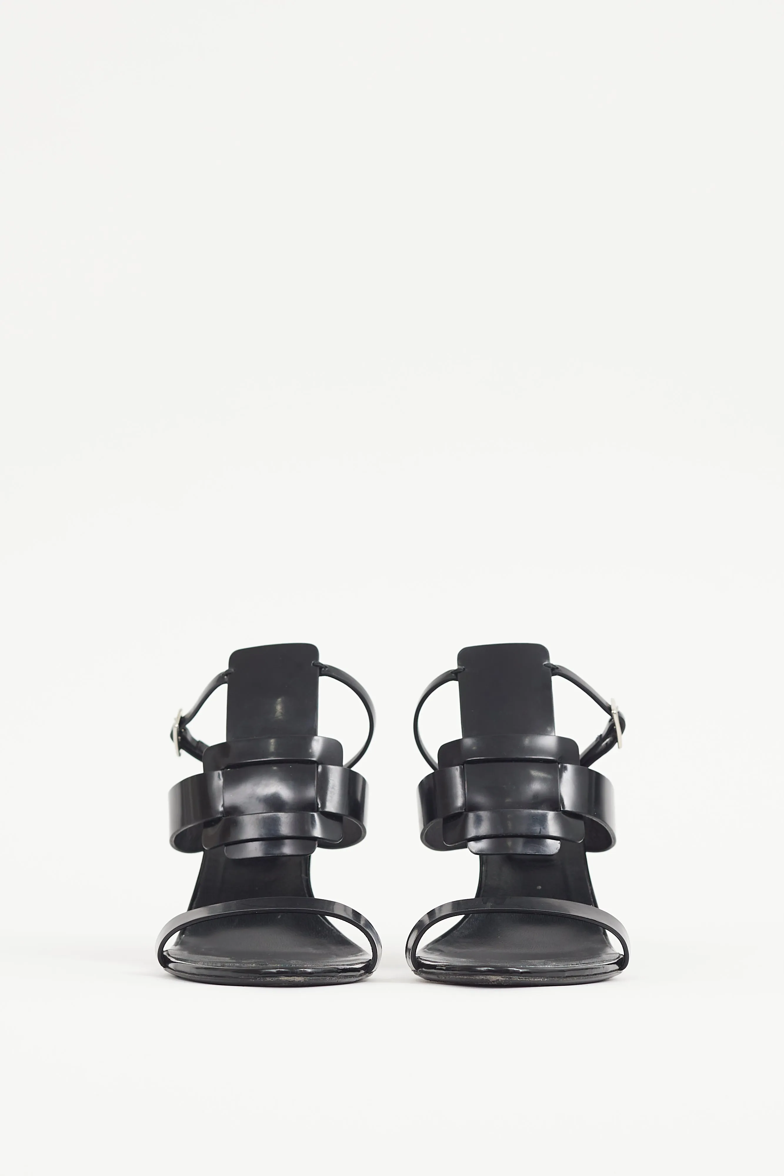 Black Patent Leather Buckle Sandal