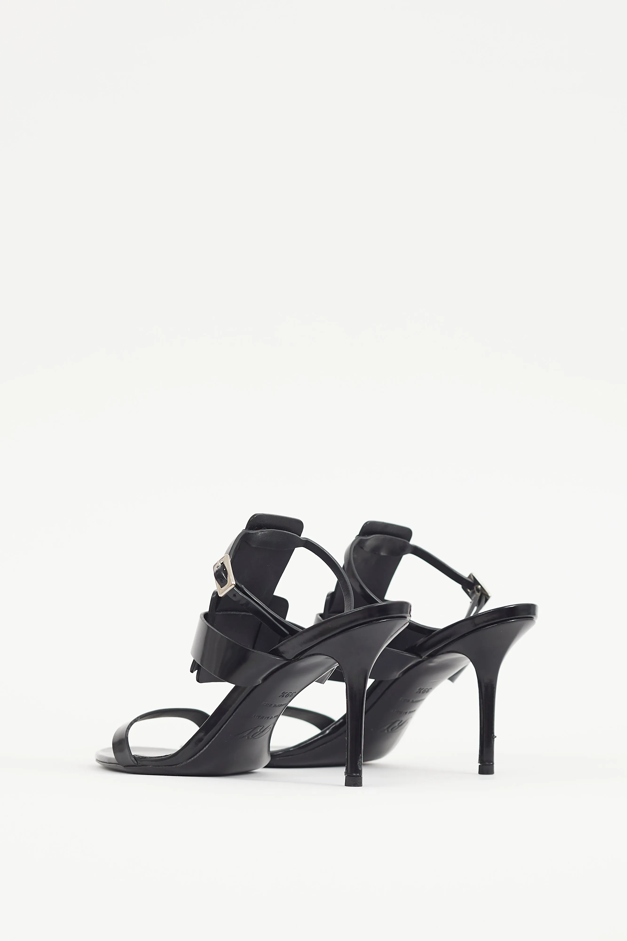 Black Patent Leather Buckle Sandal
