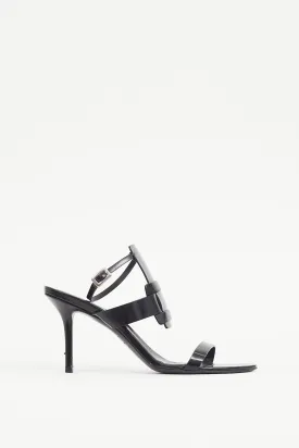 Black Patent Leather Buckle Sandal