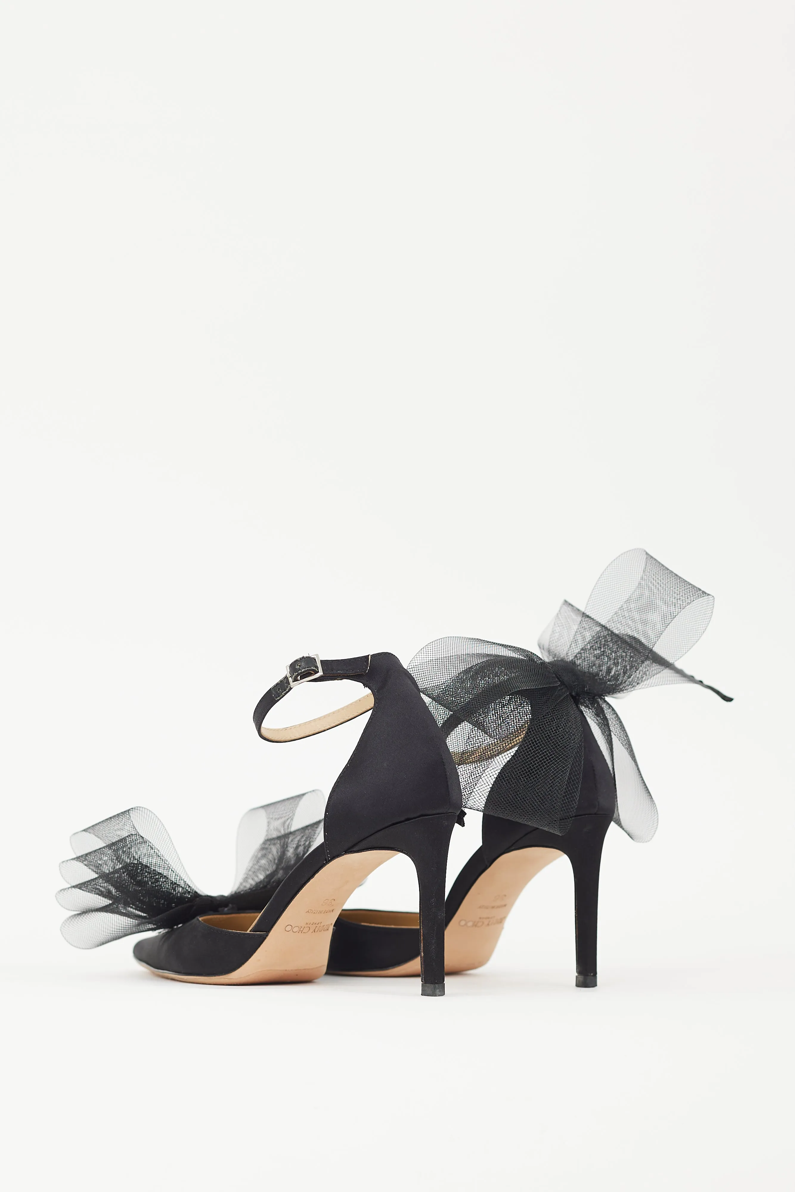 Black Satin Averly 100 Bow Heel