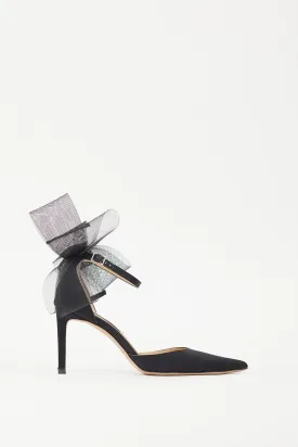 Black Satin Averly 100 Bow Heel