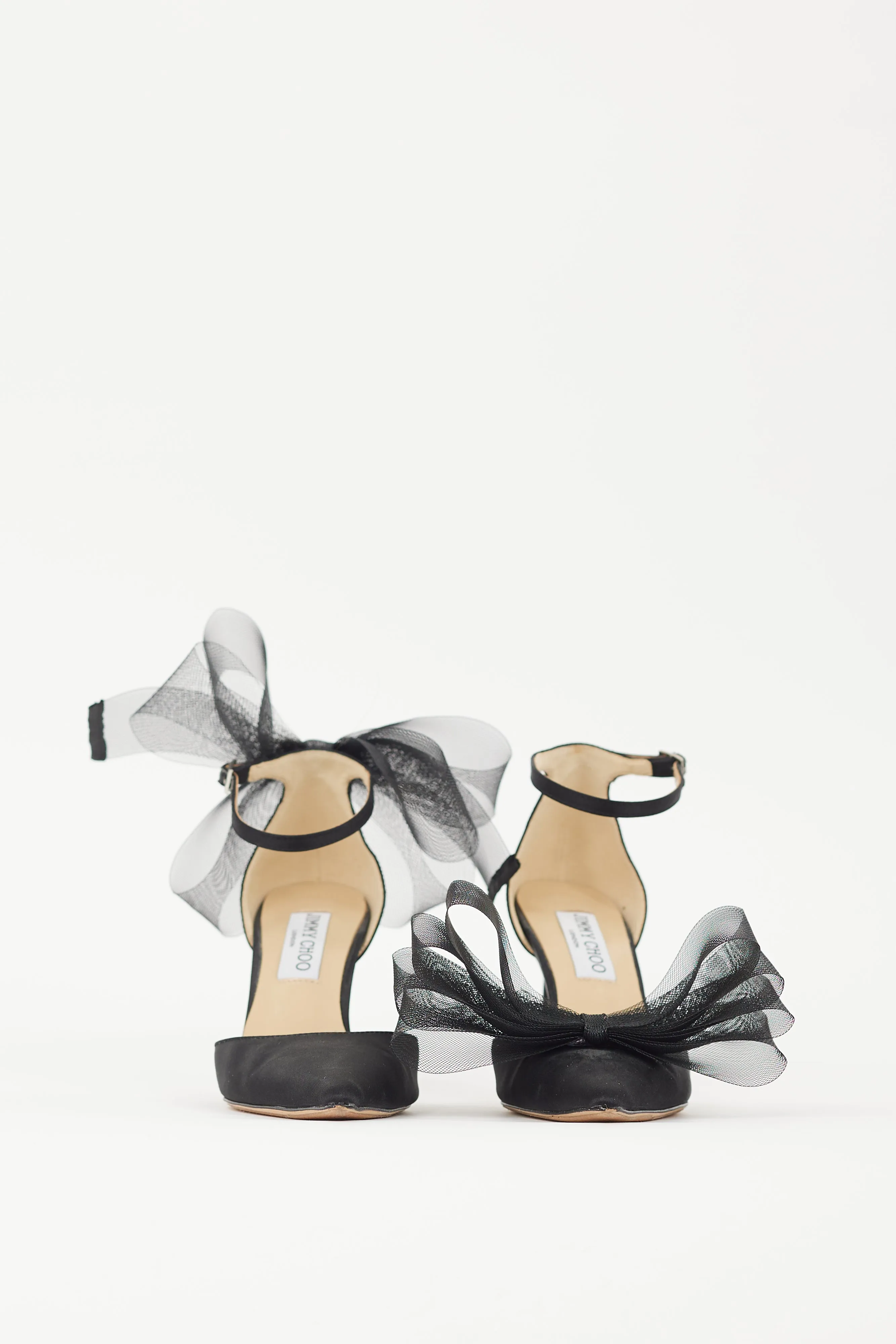 Black Satin Averly 100 Bow Heel