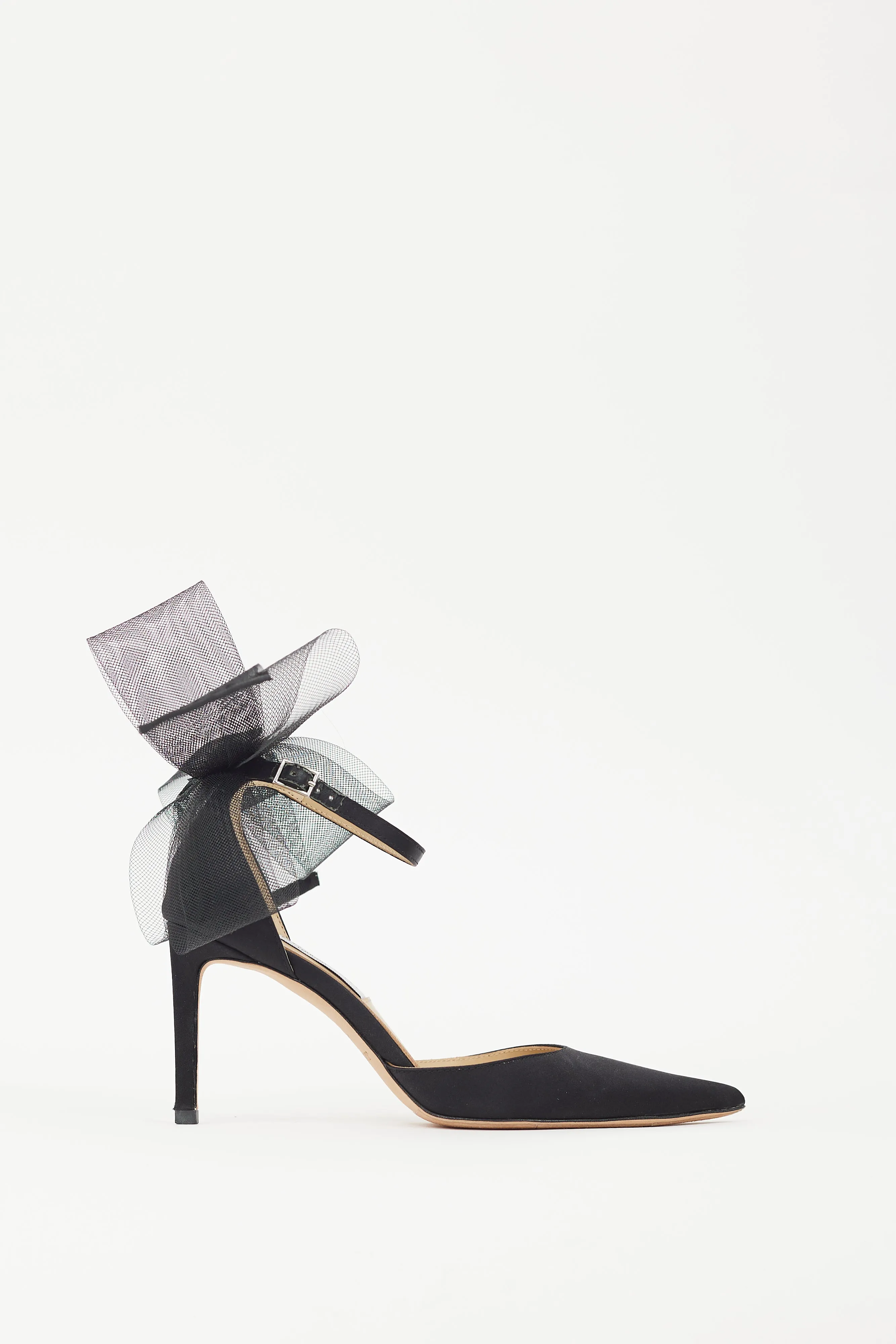 Black Satin Averly 100 Bow Heel