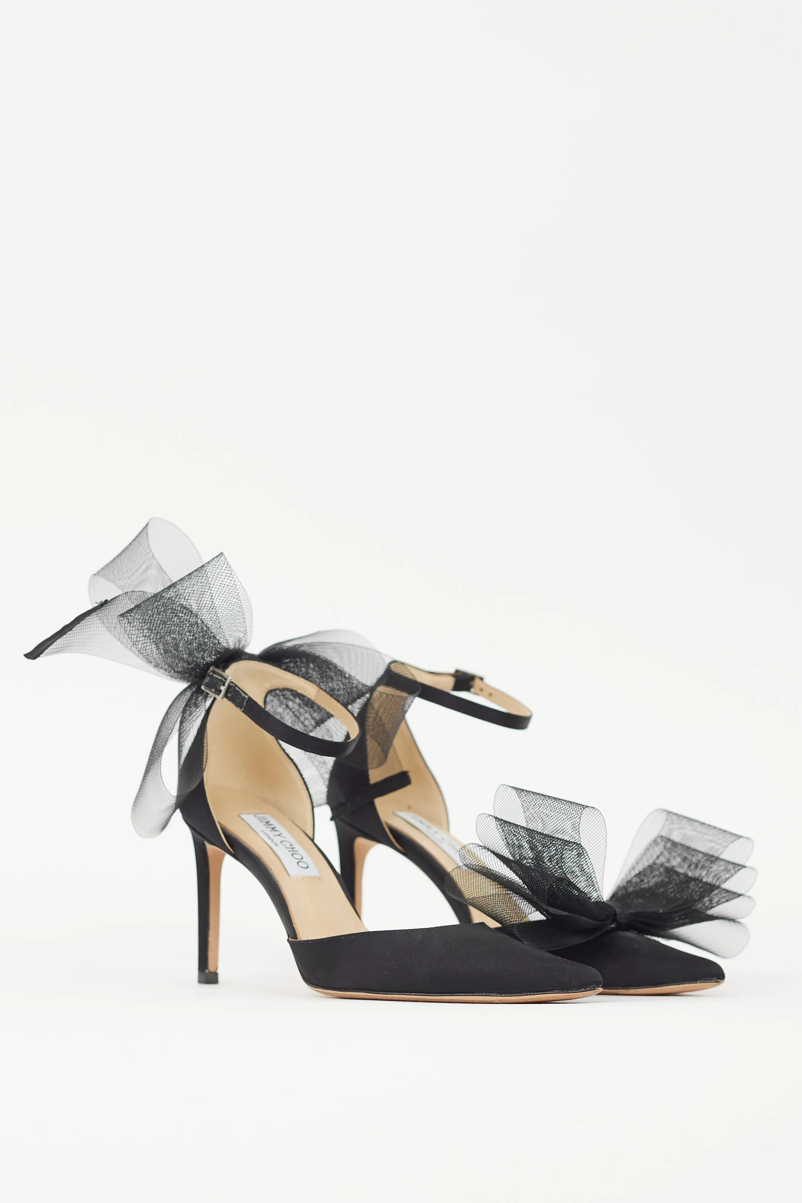 Black Satin Averly 100 Bow Heel