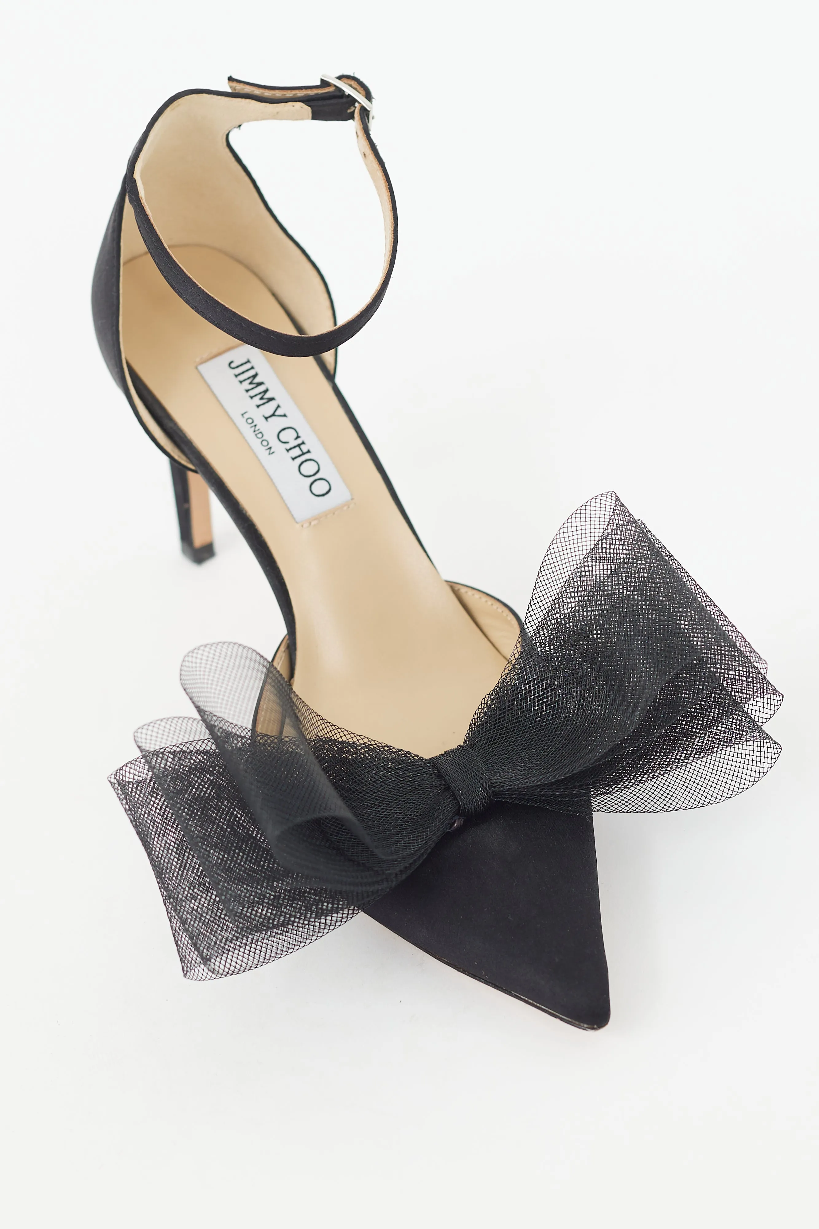 Black Satin Averly 100 Bow Heel