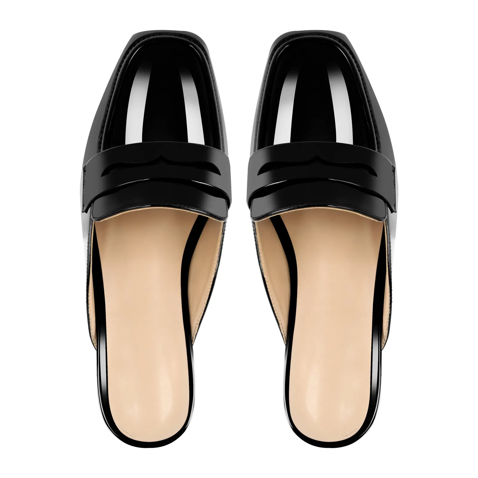 Black Square Toe Mules Flats