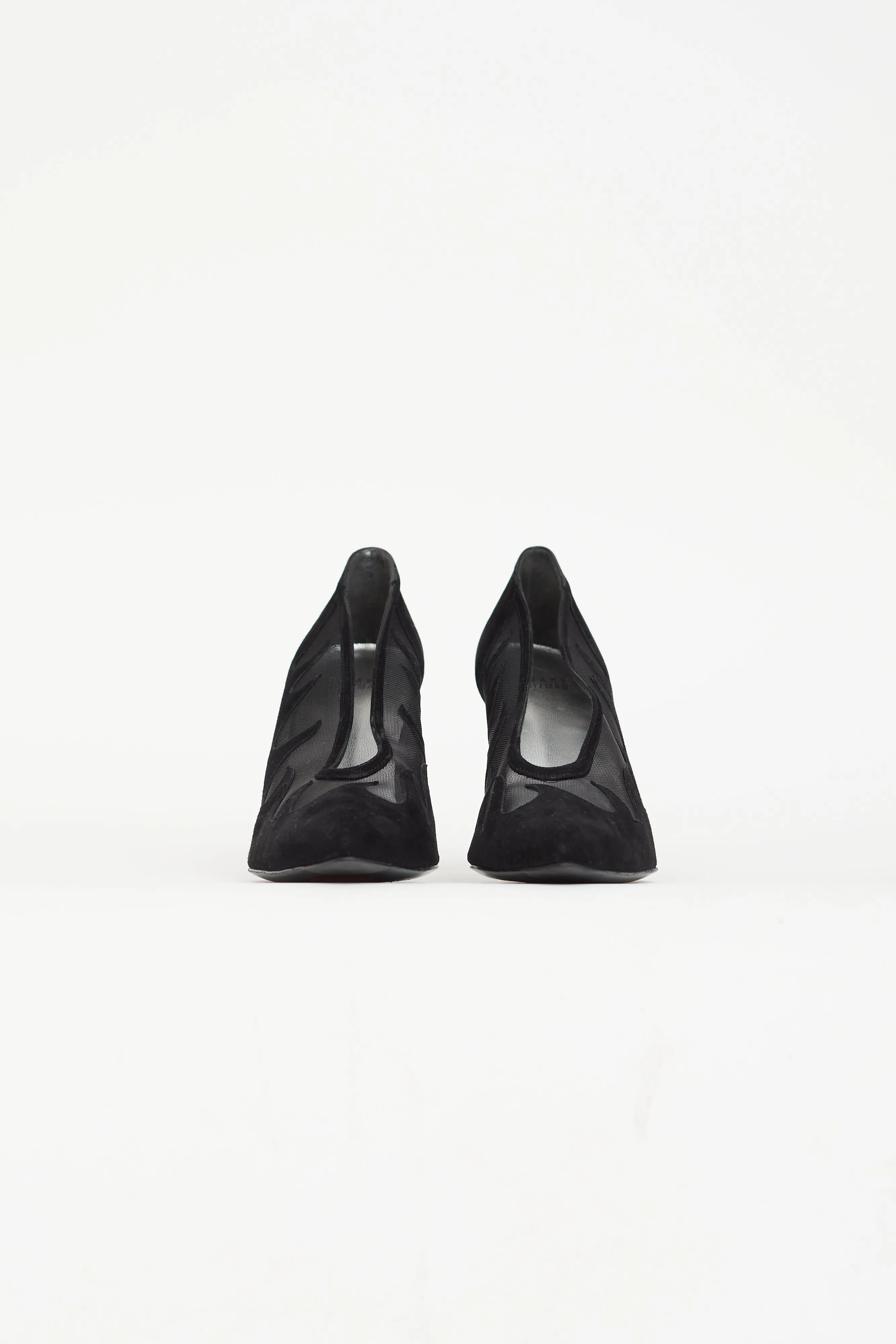 Black Suede & Mesh Flames Pump