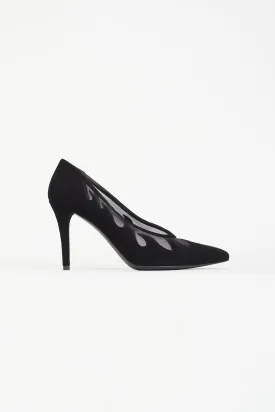 Black Suede & Mesh Flames Pump