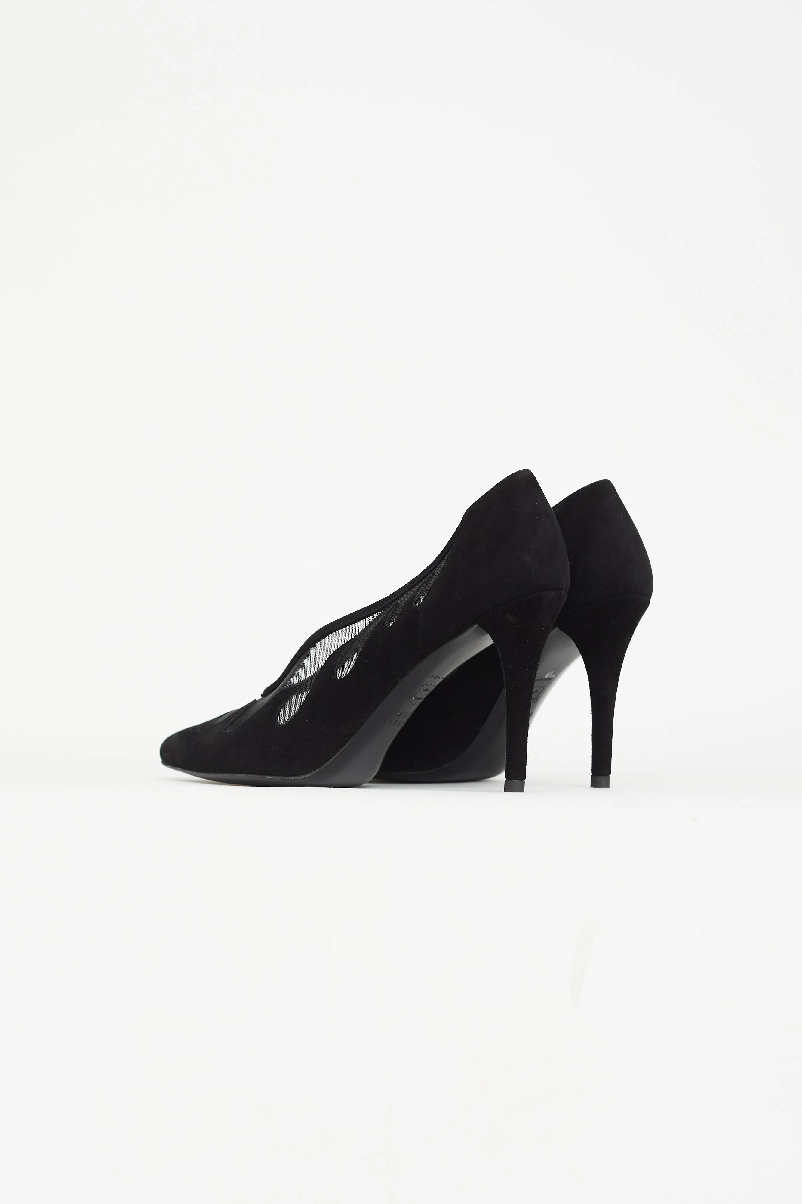 Black Suede & Mesh Flames Pump