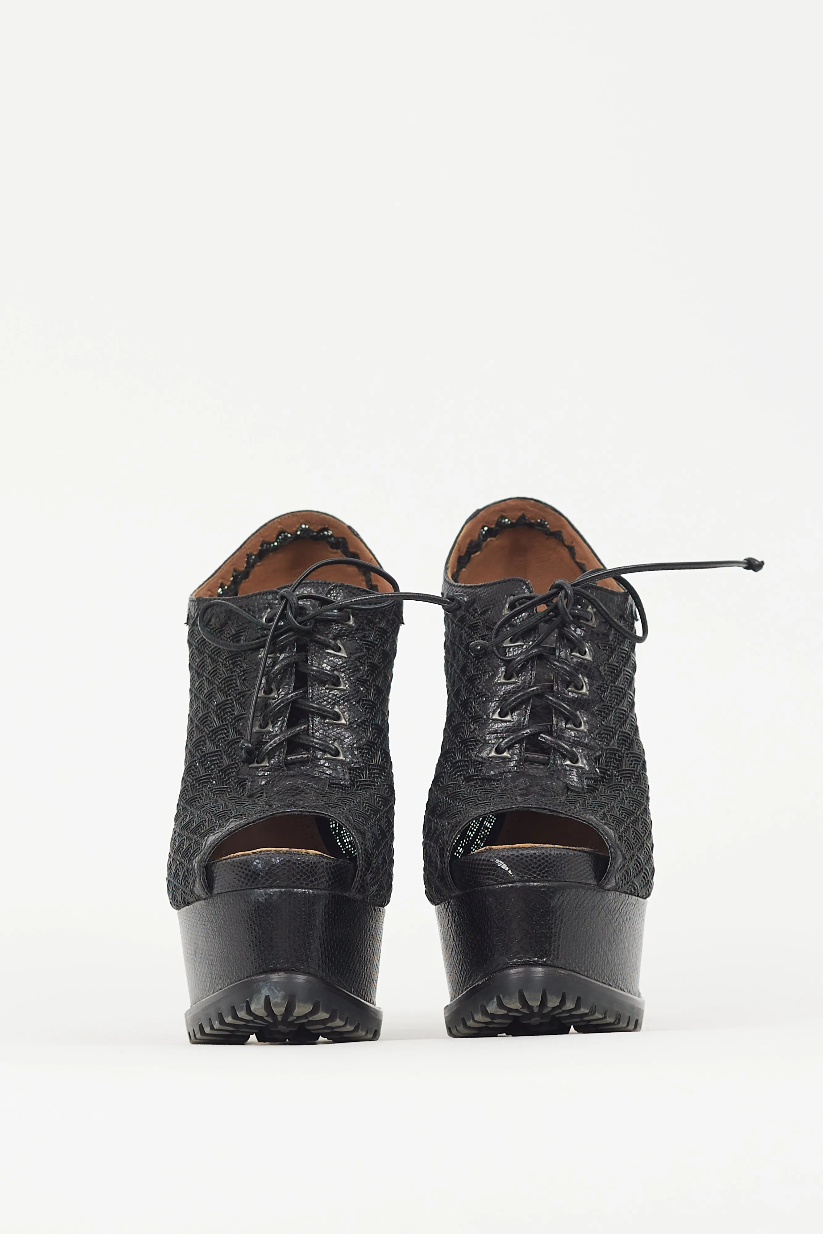 Black Woven Platform Heel