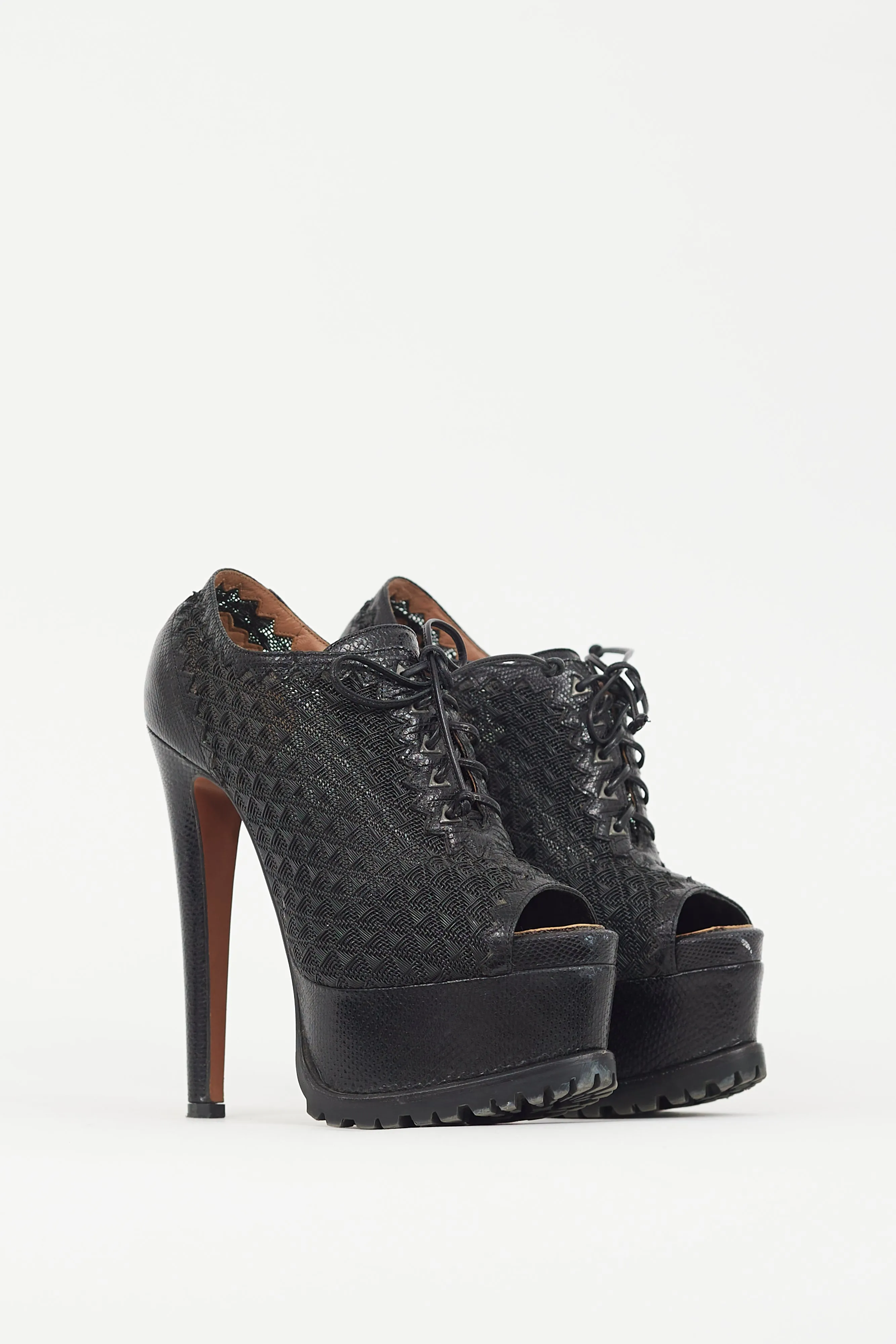 Black Woven Platform Heel
