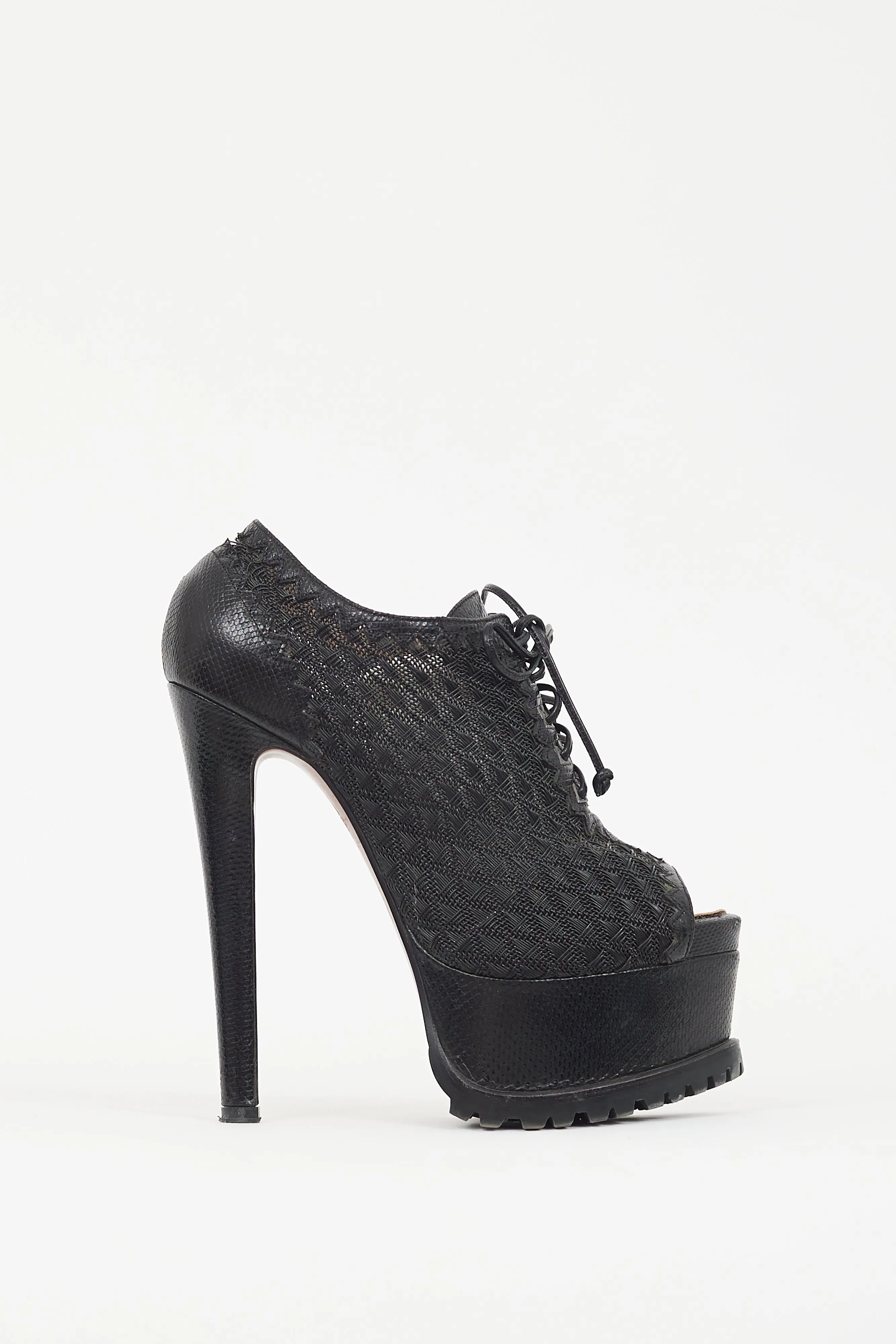 Black Woven Platform Heel
